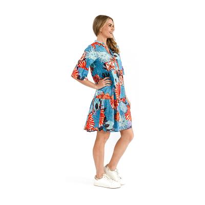 Maya Citrus Aquatic V Neck Dress