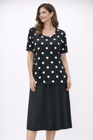 Black and White Spot Layer Dress