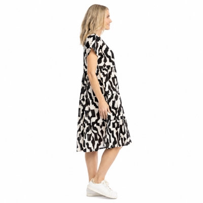 Thalia Bold Art Black Tiered Dress