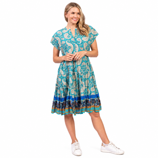 Leela Paidley 1 V Neck Mini Dress