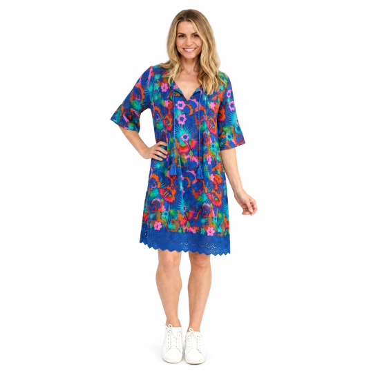 Macau Tropical 3 Hannah Tunic Boho Short Sleeve Dress