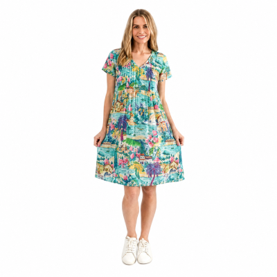 Nicola VM3 Turquoise Cap Sleeve Dress