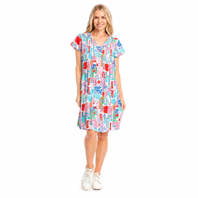Nicola Tropical Blocks Peach Dress