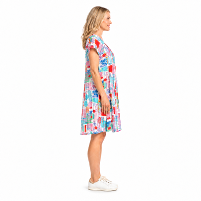 Nicola Tropical Blocks Peach Dress