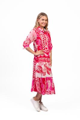 Sofia Mono Sea Red Shirt Dress