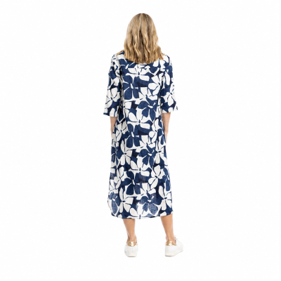 Sofia Cutout Flowers Navy Shirt Dress