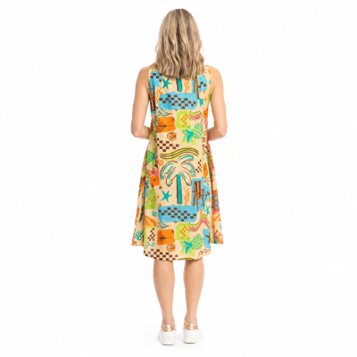 Estelle Simple Blocks 3 Crew Neck Sleeveless Dress