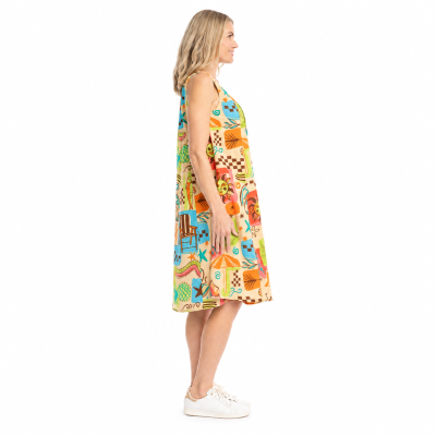 Estelle Simple Blocks 3 Crew Neck Sleeveless Dress