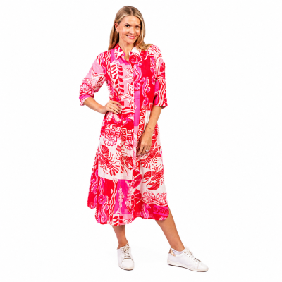 Sofia Mono Sea Red Shirt Dress