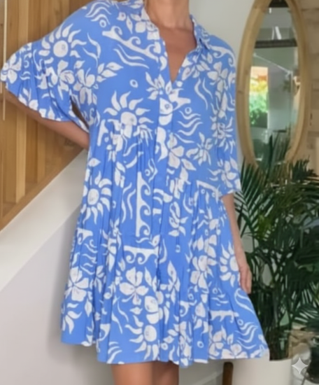 Cath Blue Print Dress