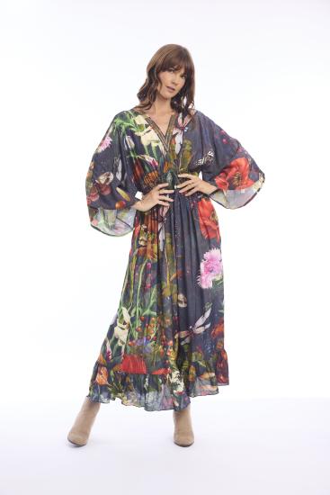 Maguana Print V Neck Maxi Dress