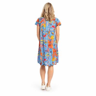 Nicola Tropical Foliage Denim Dress