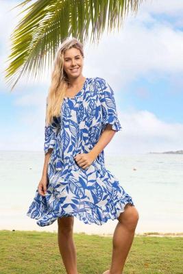Hayman Blue Pinch Pleat Dress