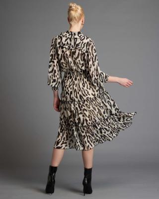 Fate + Becker Dreaming Cream Animal Print Midi Dress