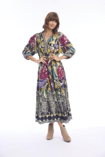Tenerife Print Maxi V Neck Dress