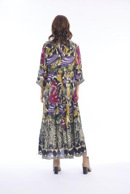 Tenerife Print Maxi V Neck Dress