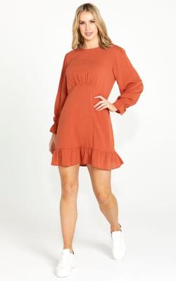 Vivienne Chestnut Frill Hem Mini Dress