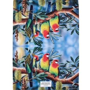 Australian Birds & Flora - Rosella & Banksia Tea Towell