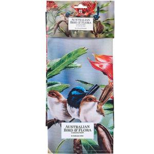 Australian Birds & Flora Blue Wren & Waratah Tea Towel