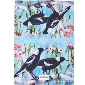 Australian Bird 7 Flora - Magpie & Flowering Red Gum Tea Towel