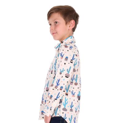 Rocky Cream/Blue Multi Kid's Half Placket Long Sleeve Shirt