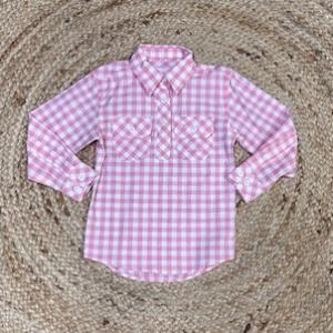 Flamingo Pink Harper Half Button Workshirt