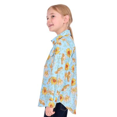 Sunday Blue/Yellow Kid's Half Placket Long Sleeve Shirt
