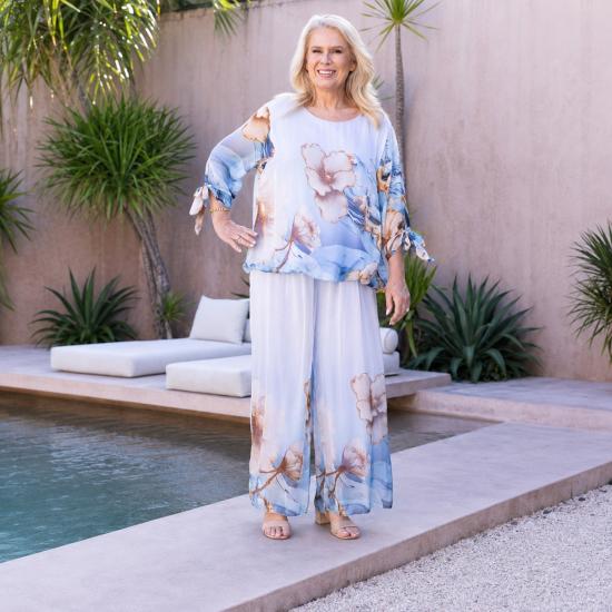 Ocean Petals Float Silk Pants