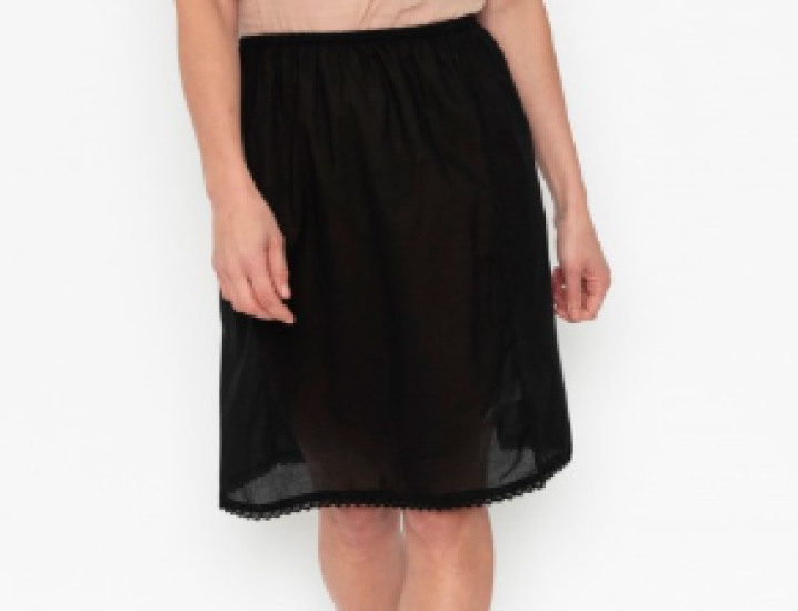 Orientique Black Cotton Half Slip Petticoat