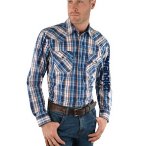 Wrangler Mens Hendo Check Logo L/S Shirt