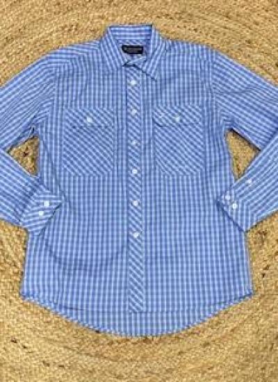 JC Men's Austin Full Button Cornflower Check L/S Shirt