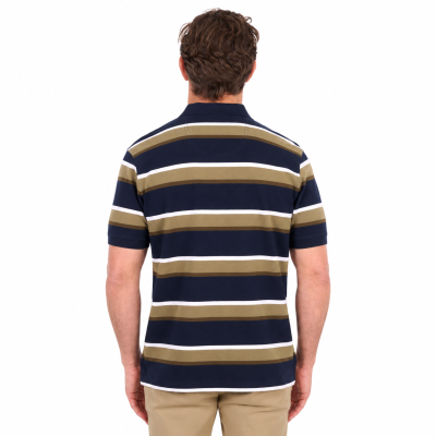 Vincent Navy/Tan Men's One Pocket Short Sleeve Polo