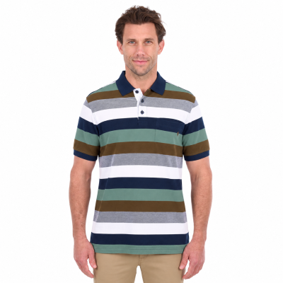 Wayne Tan/Sage Men's One Pocket Short Sleeve Polo