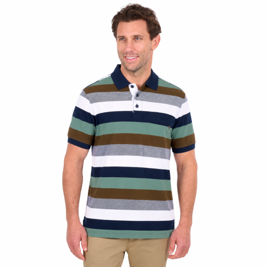 Wayne Tan/Sage Men's One Pocket Short Sleeve Polo