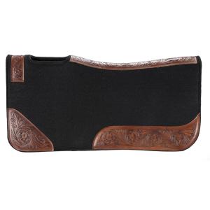 Tooled Felt Saddle Pad Floral Black