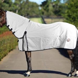 Lite Tear-Stop Horse Combo Rug White w/Navy