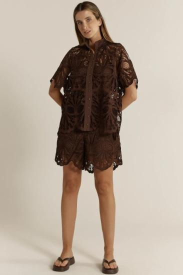 Elara Chocolate Broderie Shorts