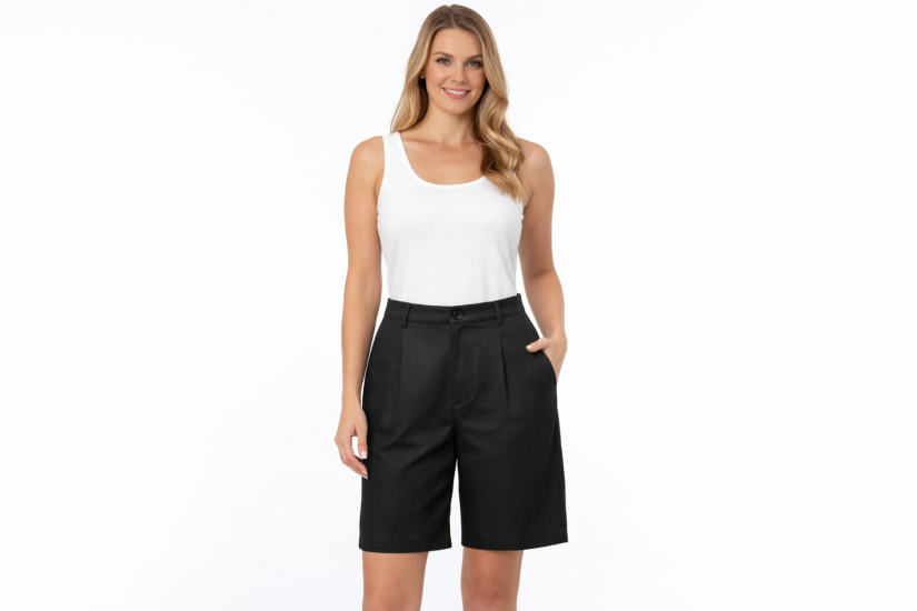 Black Linen Shorts