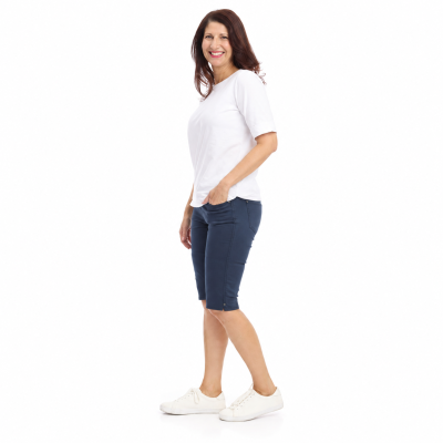 Navy Stretch Denim Shorts