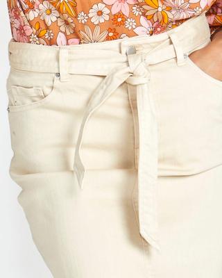 Sass Joni Belted Sand Denim Skirt