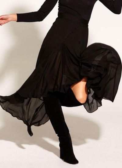 Something Beautiful Black Midi Skirt