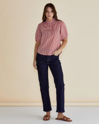 Avery Red Stripe Blouse