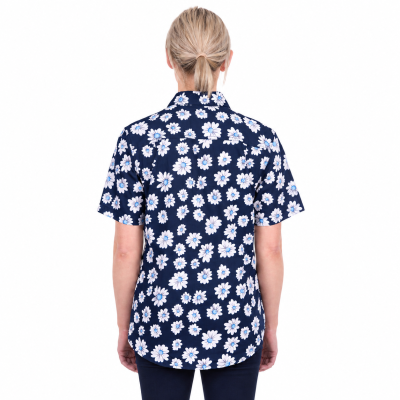 Cass Navy Women's Half Placket Short Sleeve Shirt