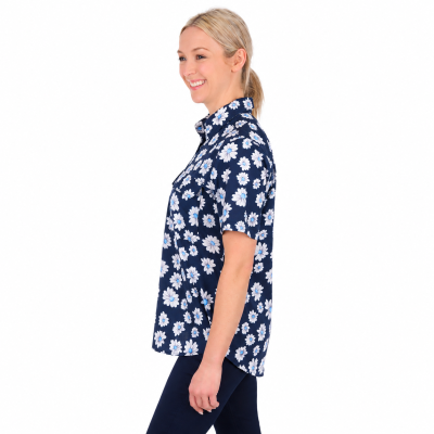 Cass Navy Women's Half Placket Short Sleeve Shirt
