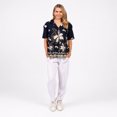 Sea Side Navy Collar Shirt