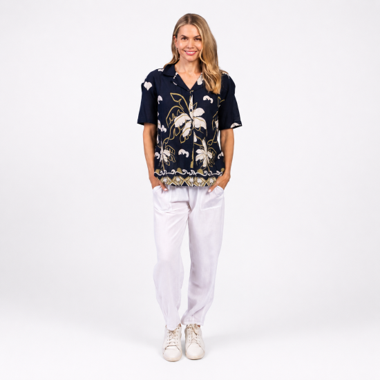 Sea Side Navy Collar Shirt