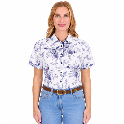 Mia Navy/White Women's Short Sleeve Shirt