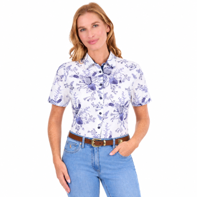 Mia Navy/White Women's Short Sleeve Shirt