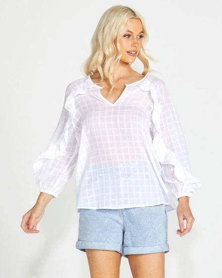 Ruby Frill Sleeve Top White