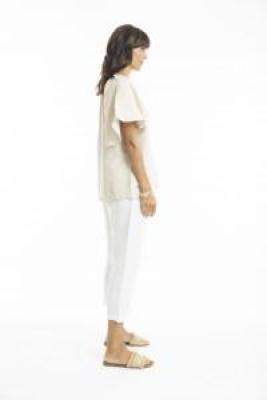 Sand Linen Chinese Collar Top